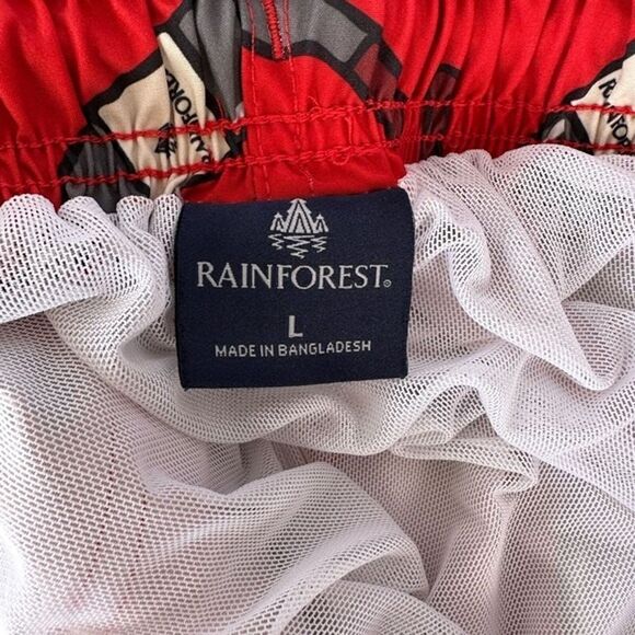 RAINFOREST Size L Sip Happens Wine Bottle Swim Trunks Red Pattern Shorts - Picture 5 of 5